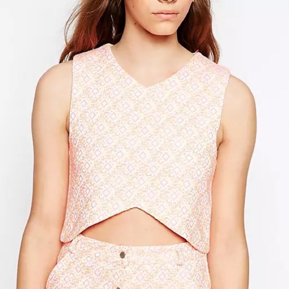 Sister Jane Womens S Bubblegum Neon Cross Crop Top Blouse Spring Summer